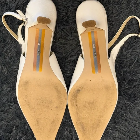 Elegant Women's White / off white Pointed Toe Slingback Heels - Picture 4 of 6